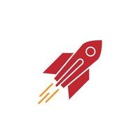 Vector icon rocket flying isolated on blank background