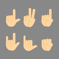 Set of cartoon hands showing different gestures. Palm pointing at something. vector