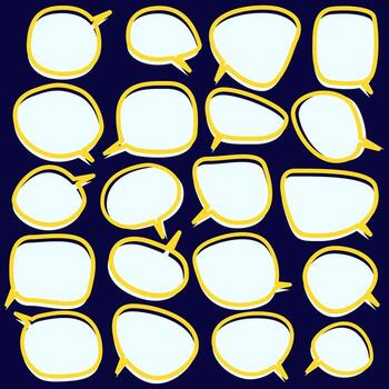 Set speech bubbles on white background. chat box and doodle message or communication icon Cloud speaking for comics and minimal message dialog vector