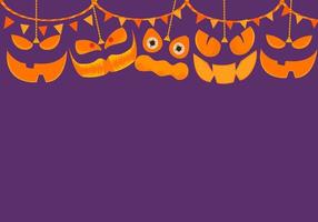 fondo de papel de banner de venta de halloween con calabazas y murciélagos de cara fantasma, con espacio de copia para diseño, ilustración vectorial. vector