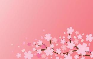 sweet pink sakura with empty space in the middle, spring background concept, vector illustration