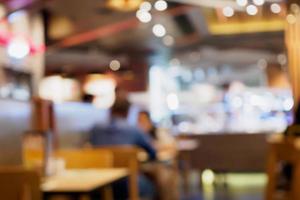 Blur customers in cafe restaurant or coffee shop abstract background with bokeh light photo