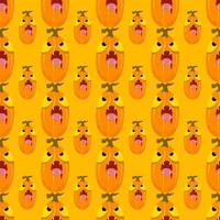 seamless pattern of halloween pumpkins wearing a mask on black background , cartoon ghost funny faces. Orange pumpkin with smile in autumn holidays.vector illustration EPS10,covid 19 vector