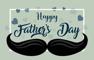 Vector illustration of Father's Day greeting card, with Happy Father's Day lettering decorated with hearts and blue background.
