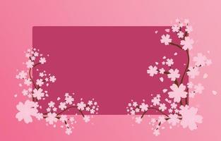 Empty square frame with sakura decoration, spring background illustration vector, pink Japanese flower. vector