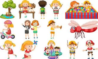 Set of cute kids and objects vector