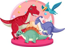 lindo grupo de dibujos animados de dinosaurios vector