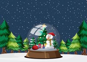 Christmas holidays with snowman in snowglobe