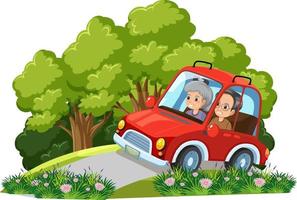 Senior couple on road trip cartoon vector