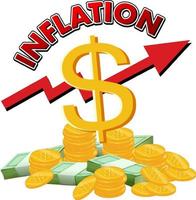 logo de inflación con montones de dinero vector