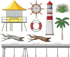 Lightguard tower and lighthouse set vector