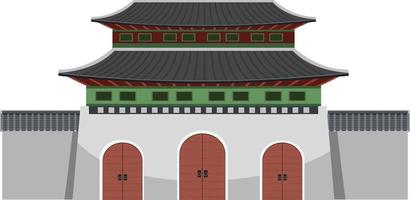 Korean ancient palace on white background vector