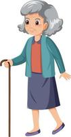 Elderly woman holding crane vector