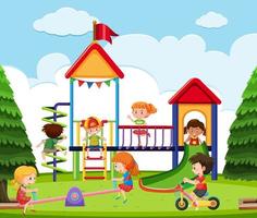 Children playing at playground vector