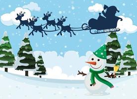 Christmas theme with Santa on sleigh vector