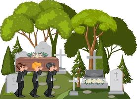 Cemetery graveyard scene isolated vector