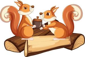 Cute squirrel with the acorn vector