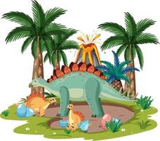 Isolated prehistoric forest with dinosaur vector