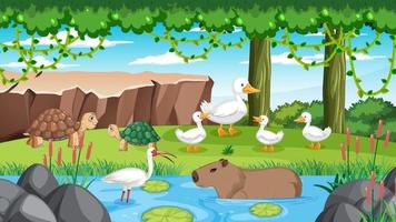 Forest scene with wild animals vector