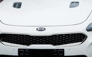 Minsk, Belarus, June 2022 - white hood of kia car photo