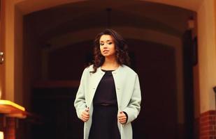 Lonely woman in coat photo