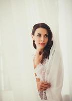 portrait elegant brunette bride photo