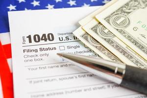 Tax form 1040 U.S. Individual Income Tax Return, business finance concept. photo