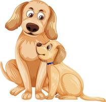 Golden retriever dog mother and pup vector