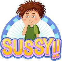 Suspicious man cartoon character with kooky word expression vector