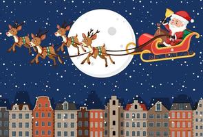 Christmas theme with Santa riding sleigh vector