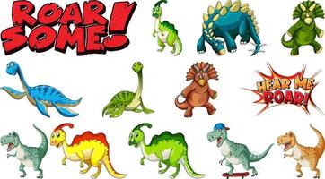 Font design and many dinosaurs vector