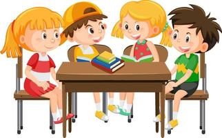 Students sitting on school desk vector