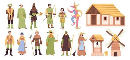 Medieval People Kingdom Set vector