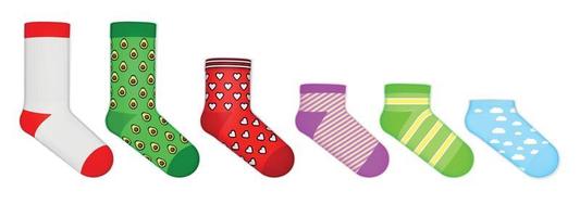 Socks Mockup Realistic Color Set vector