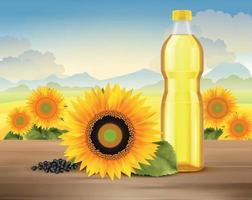 fondo de publicidad de aceite de girasol vector