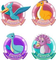 conjunto de lindos personajes de dibujos animados de dinosaurios vector