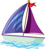 Purple sailboat on the water in cartoon style vector