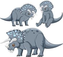 Different triceratops dinosaur collection vector