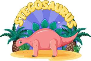 pequeño personaje de dibujos animados de dinosaurio estegosaurio lindo vector