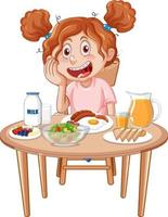 A boy having meal at the table vector