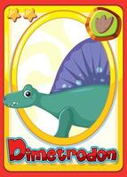 tarjeta de dibujos animados de dinosaurio dimetrodon vector