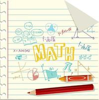 Doodle math formula with Mathematics font on notebook page vector