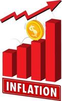 Inflation bar chart with red arrow going up vector