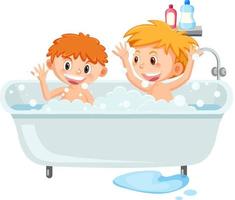 Happy children in bathtub vector