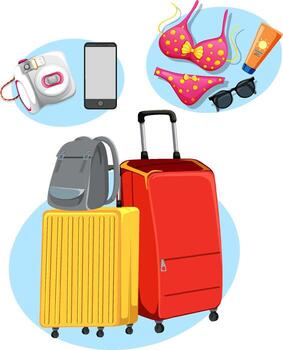 Set of travelling objects vector