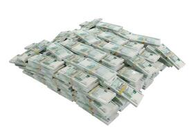 Stack Russian cash or banknotes of Rusia rubles scattered on a white background isolated The concept of Economic, Finance, Background, news, social media and texture of money 3d Rendering photo