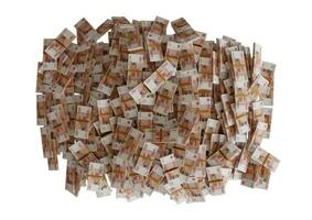 Stack Russian cash or banknotes of Rusia rubles scattered on a white background isolated The concept of Economic, Finance, Background, news, social media and texture of money 3d Rendering photo