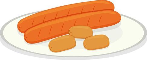 Sausage on white plate vector