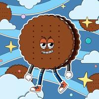 Funny cookie cartoon character vector