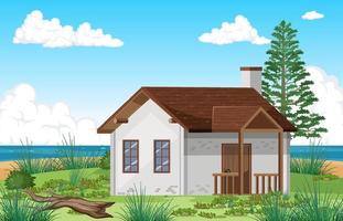 A house by the beach background vector